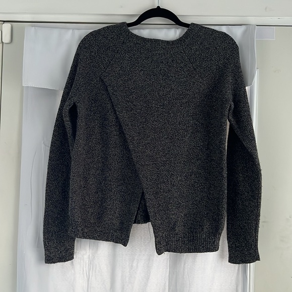 Madewell Province Sweater Size S Black Cross Over Layered Back Pullover Knit Top - Picture 6 of 10
